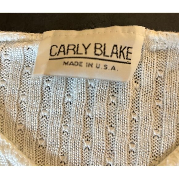 Carly Blake White V Neck Button-Down Knit Sweater Top - Picture 5 of 7
